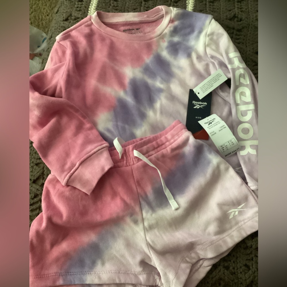 Reebok Pink and Lavender Tie-Dye Top